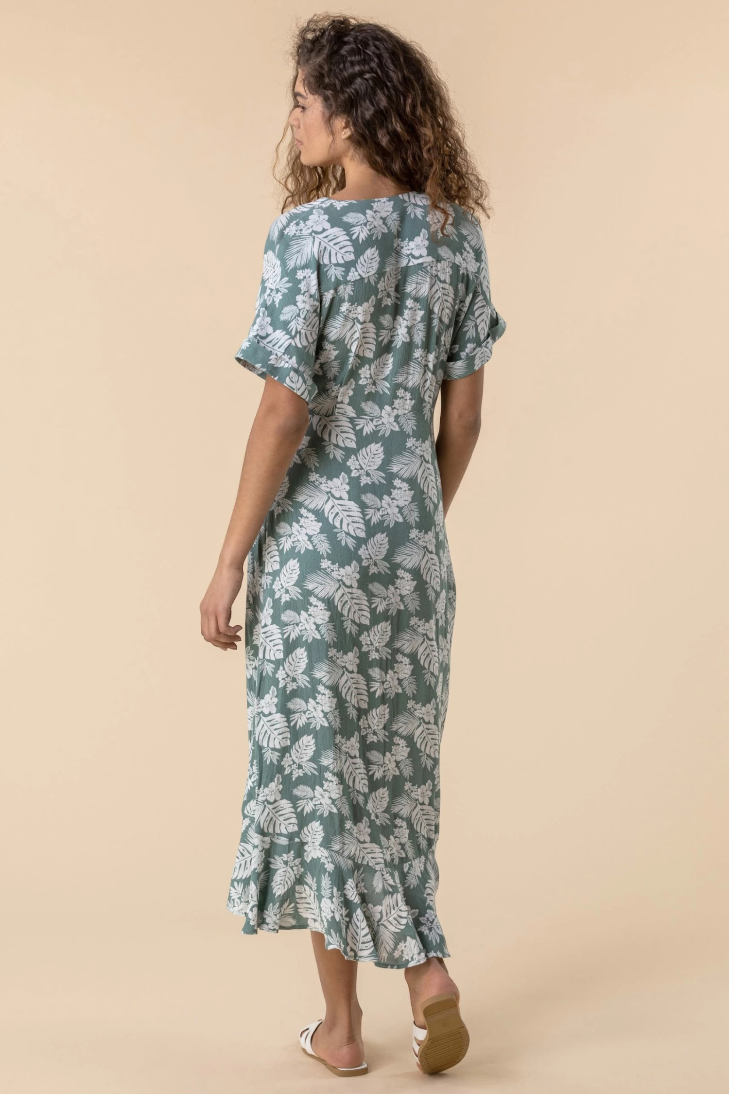 Roman Green Leaf Print Wrap Midi Dress 4 Roman Green Leaf Print Wrap Midi Dress - Image 2