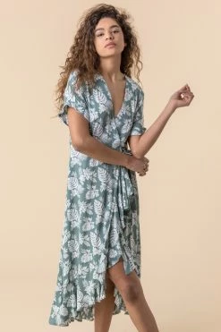 Roman Green Leaf Print Wrap Midi Dress 9 Roman Green Leaf Print Wrap Midi Dress -Roman Sales Shop unnamed file 3031