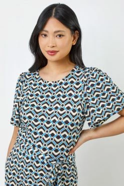 Roman Blue Petite Geo Print Jersey Dress 10 Roman Blue Petite Geo Print Jersey Dress -Roman Sales Shop unnamed file 3037