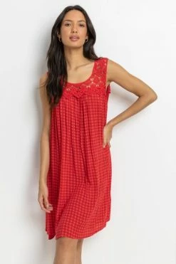Roman Red Ditsy Print Lace Yoke Swing Dress 13 Roman Red Ditsy Print Lace Yoke Swing Dress -Roman Sales Shop unnamed file 3043