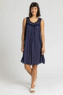 Roman Red Ditsy Print Lace Yoke Swing Dress 14 Roman Red Ditsy Print Lace Yoke Swing Dress -Roman Sales Shop unnamed file 3044