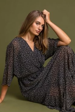 Roman Black Ditsy Floral Midi Wrap Dress 12 Roman Black Ditsy Floral Midi Wrap Dress -Roman Sales Shop unnamed file 3065