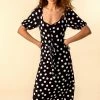 Roman Black Ruched Neck Spot Print Midi Dress 1 Roman Black Ruched Neck Spot Print Midi Dress -Roman Sales Shop unnamed file 3067