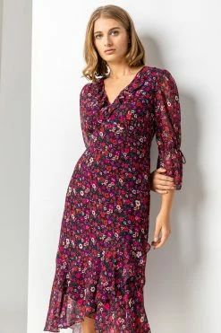 Roman Red Ditsy Floral Chiffon Frill Midi Dress 10 Roman Red Ditsy Floral Chiffon Frill Midi Dress -Roman Sales Shop unnamed file 3074