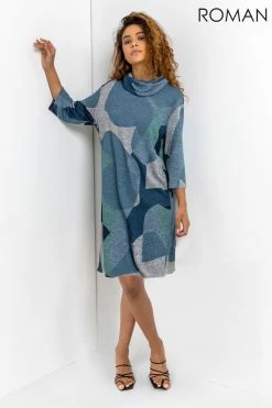 Roman Blue Abstract Print Cowl Neck Dress 10 Roman Blue Abstract Print Cowl Neck Dress -Roman Sales Shop unnamed file 3081