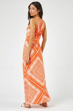 Roman Orange Boho Print Halterneck Maxi Dress 9 Roman Orange Boho Print Halterneck Maxi Dress -Roman Sales Shop unnamed file 3094