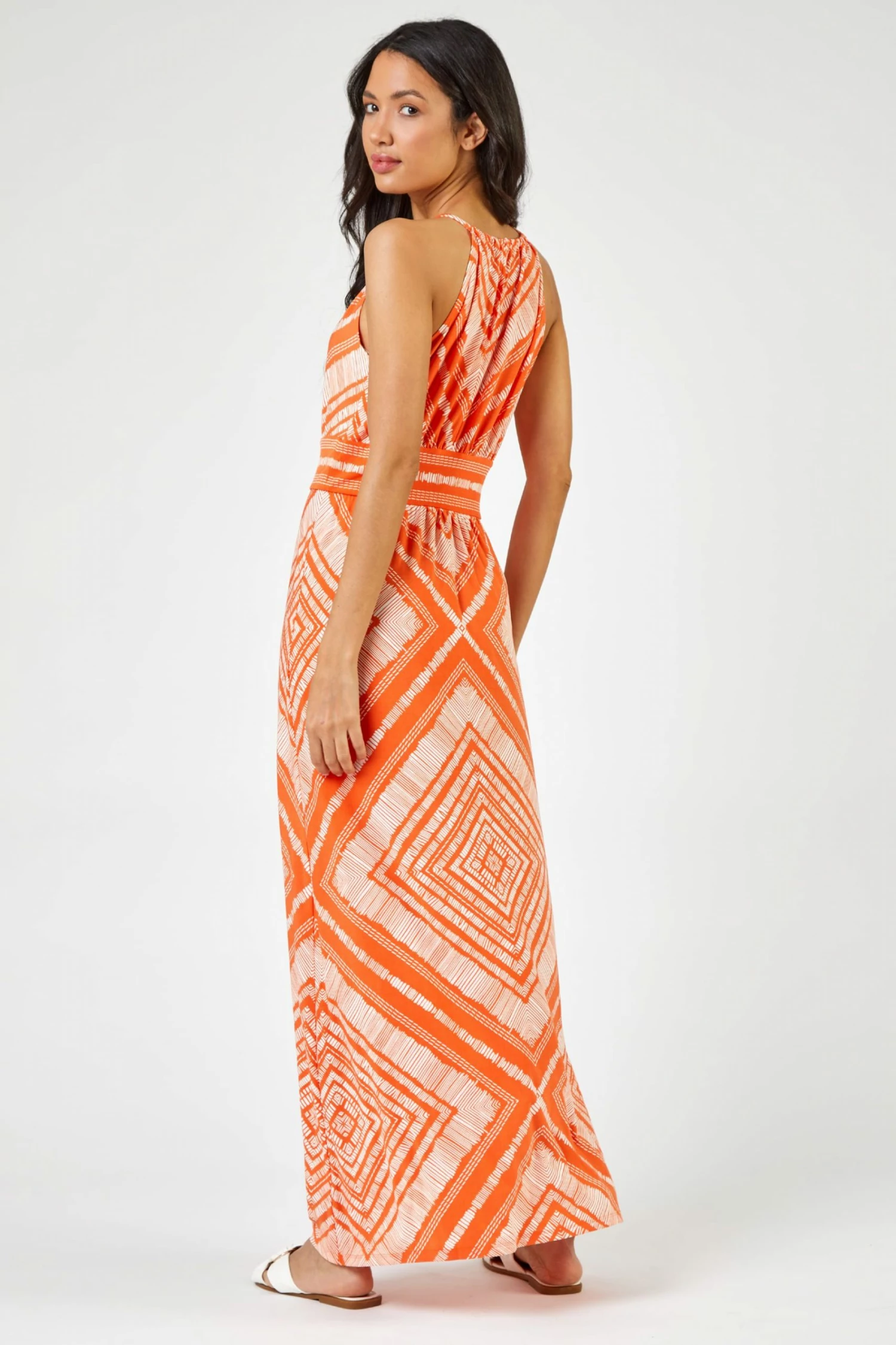 Roman Orange Boho Print Halterneck Maxi Dress 4 Roman Orange Boho Print Halterneck Maxi Dress - Image 2
