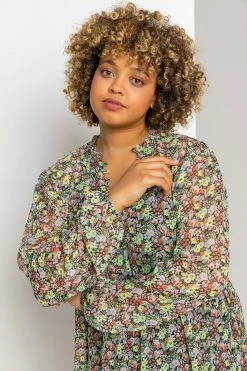 Roman Black Curve Floral Tiered Midi Dress 10 Roman Black Curve Floral Tiered Midi Dress -Roman Sales Shop unnamed file 3113