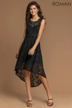 Roman Black Lace Dipped Hem Fit & Flare Dress 9 Roman Black Lace Dipped Hem Fit & Flare Dress -Roman Sales Shop unnamed file 3127