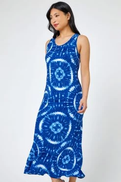 Roman Blue Petite Tie Dye Print Maxi Dress