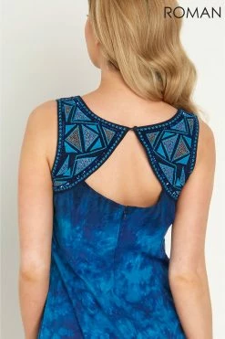 Roman Blue Tie Dye Print Shift Dress -Roman Sales Shop unnamed file 3139