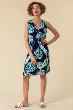 Roman Navy Tropical Palm Print Shift Dress 11 Roman Navy Tropical Palm Print Shift Dress -Roman Sales Shop unnamed file 3150