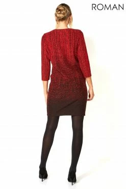 Roman Red Ombre Textured Shift Dress -Roman Sales Shop unnamed file 3164