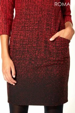Roman Red Ombre Textured Shift Dress -Roman Sales Shop unnamed file 3166