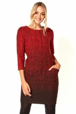 Roman Red Ombre Textured Shift Dress -Roman Sales Shop unnamed file 3167