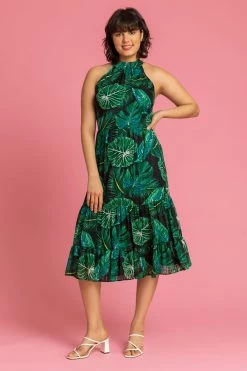 Roman Green Textured Leaf Print Tiered Maxi Dress 9 Roman Green Textured Leaf Print Tiered Maxi Dress -Roman Sales Shop unnamed file 3170