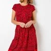 Roman Red Floral Border Print Fit & Flare Dress -Roman Sales Shop unnamed file 3173