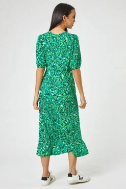 Roman Green Animal Print Keyhole Midi Dress -Roman Sales Shop unnamed file 3179