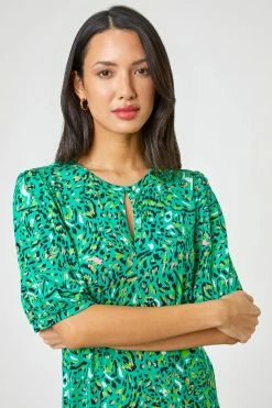 Roman Green Animal Print Keyhole Midi Dress -Roman Sales Shop unnamed file 3180