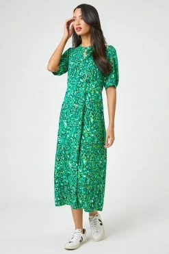 Roman Green Animal Print Keyhole Midi Dress -Roman Sales Shop unnamed file 3181