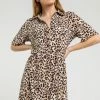 Roman Brown Petite Animal Print Shirt Dress -Roman Sales Shop unnamed file 3183