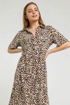 Roman Brown Petite Animal Print Shirt Dress 11 Roman Brown Petite Animal Print Shirt Dress -Roman Sales Shop unnamed file 3187