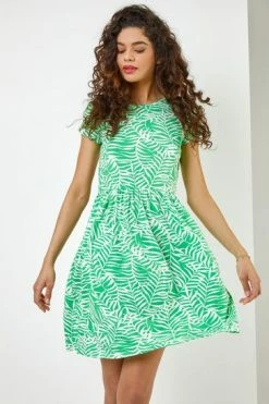 Roman Green Tropical Leaf Print Jersey Dress -Roman Sales Shop unnamed file 3192