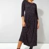 Roman Black Ditsy Print 3/4 Sleeve Midi Dress -Roman Sales Shop unnamed file 3193