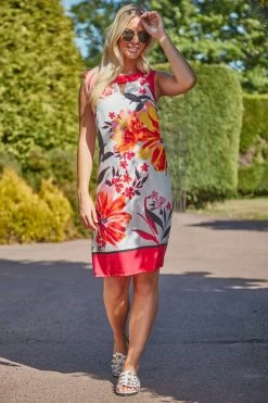 Roman Pink Floral Border Shift Dress -Roman Sales Shop unnamed file 3199