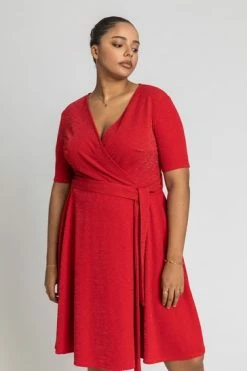 Roman Red Curve Shimmer Wrap Dress 10 Roman Red Curve Shimmer Wrap Dress -Roman Sales Shop unnamed file 3206