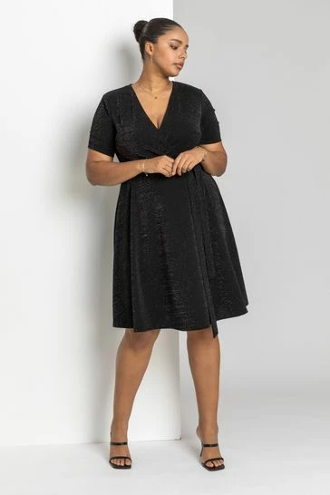 Roman Red Curve Shimmer Wrap Dress 7 Roman Red Curve Shimmer Wrap Dress - Image 5