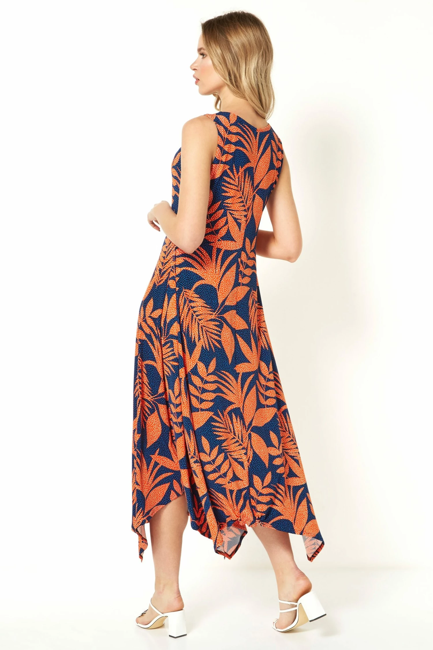 Roman Orange Tropical Hanky Hem Midi Dress 4 Roman Orange Tropical Hanky Hem Midi Dress - Image 2