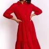 Roman Red Tiered Textured Midi Shirt Dress 2 Roman Red Tiered Textured Midi Shirt Dress -Roman Sales Shop unnamed file 3231