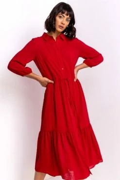 Roman Red Tiered Textured Midi Shirt Dress 11 Roman Red Tiered Textured Midi Shirt Dress -Roman Sales Shop unnamed file 3235