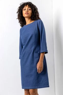 Roman Blue Denim Contrast Stitch Jersey Shift Dress 9 Roman Blue Denim Contrast Stitch Jersey Shift Dress -Roman Sales Shop unnamed file 3243