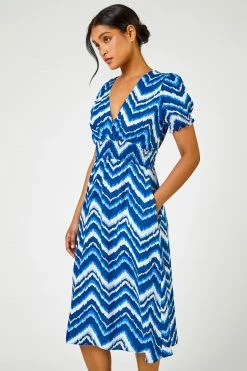 Roman Blue Abstract Zig Zag Pocket Detail Tea Dress 9 Roman Blue Abstract Zig Zag Pocket Detail Tea Dress -Roman Sales Shop unnamed file 3248