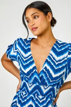 Roman Blue Abstract Zig Zag Pocket Detail Tea Dress 10 Roman Blue Abstract Zig Zag Pocket Detail Tea Dress -Roman Sales Shop unnamed file 3249