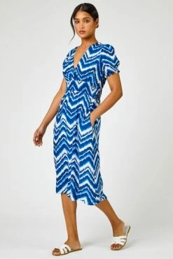 Roman Blue Abstract Zig Zag Pocket Detail Tea Dress 11 Roman Blue Abstract Zig Zag Pocket Detail Tea Dress -Roman Sales Shop unnamed file 3250