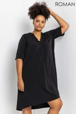 Roman Black Curve Notch Neck Tunic Dress 10 Roman Black Curve Notch Neck Tunic Dress -Roman Sales Shop unnamed file 3258