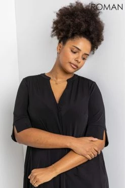 Roman Black Curve Notch Neck Tunic Dress 11 Roman Black Curve Notch Neck Tunic Dress -Roman Sales Shop unnamed file 3259