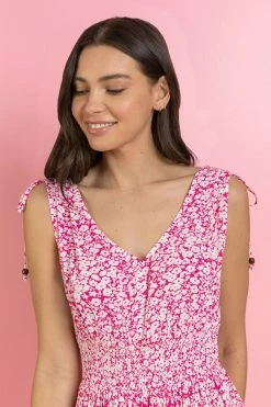 Roman Pink Ditsy Floral Shirred Waist Maxi Dress 12 Roman Pink Ditsy Floral Shirred Waist Maxi Dress -Roman Sales Shop unnamed file 326