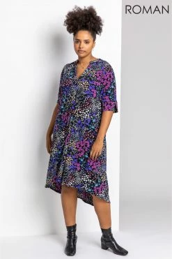 Roman Blue Curve Patchwork Floral Tunic Dress 9 Roman Blue Curve Patchwork Floral Tunic Dress -Roman Sales Shop unnamed file 3280