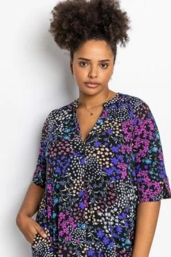 Roman Blue Curve Patchwork Floral Tunic Dress 11 Roman Blue Curve Patchwork Floral Tunic Dress -Roman Sales Shop unnamed file 3282