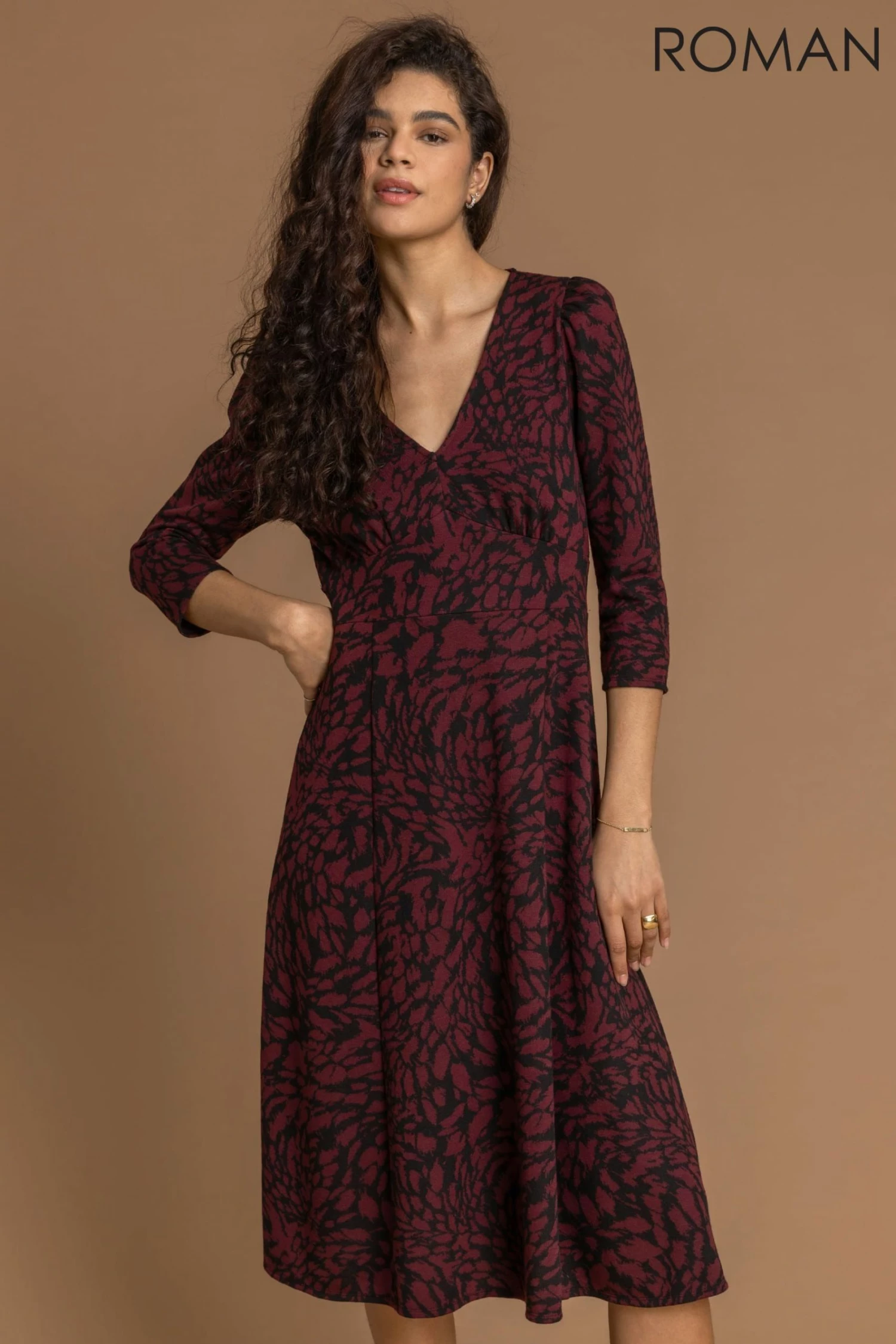Roman Red Animal Print Jacquard Dress 3 Roman Red Animal Print Jacquard Dress