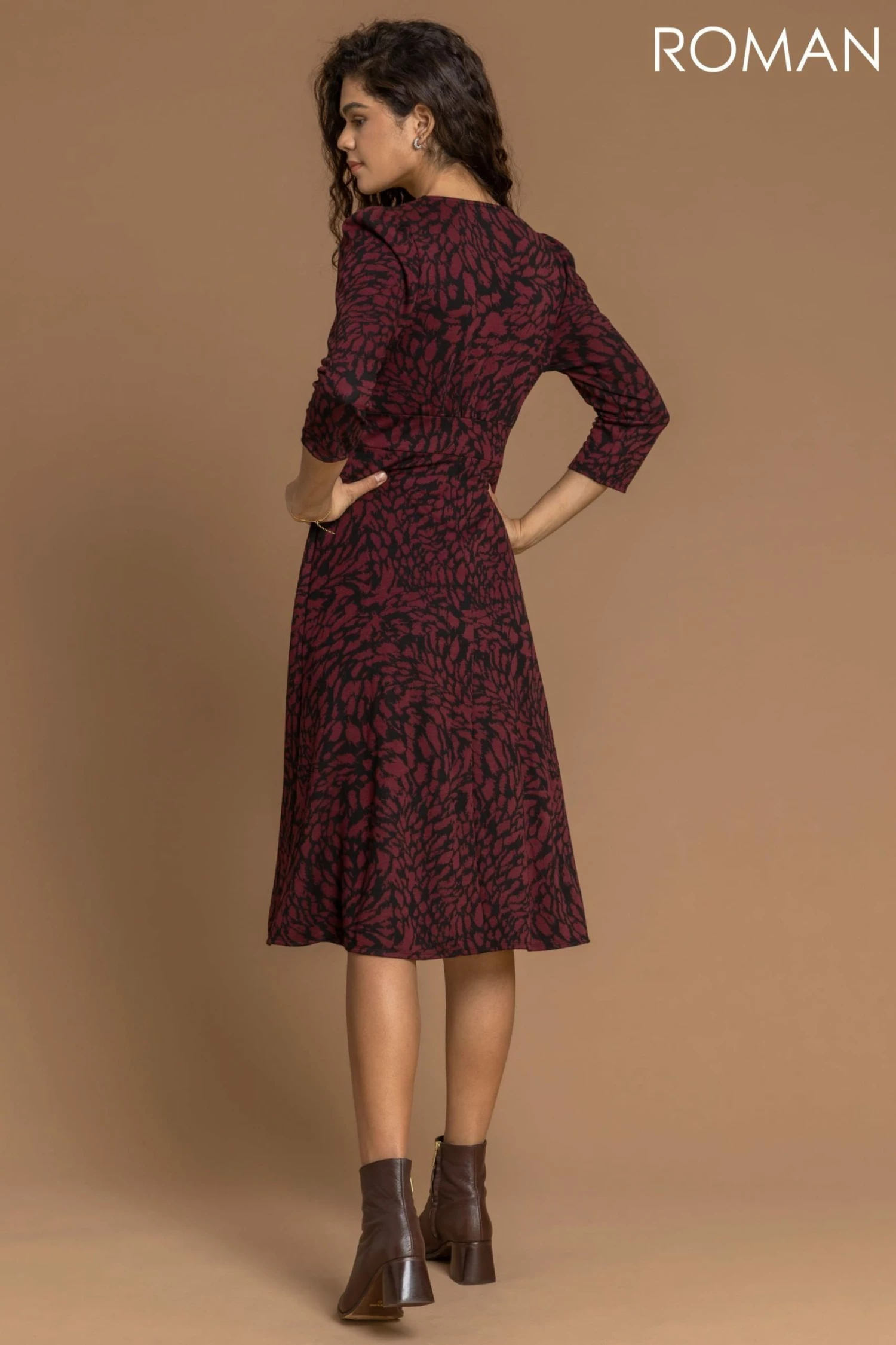 Roman Red Animal Print Jacquard Dress 4 Roman Red Animal Print Jacquard Dress - Image 2