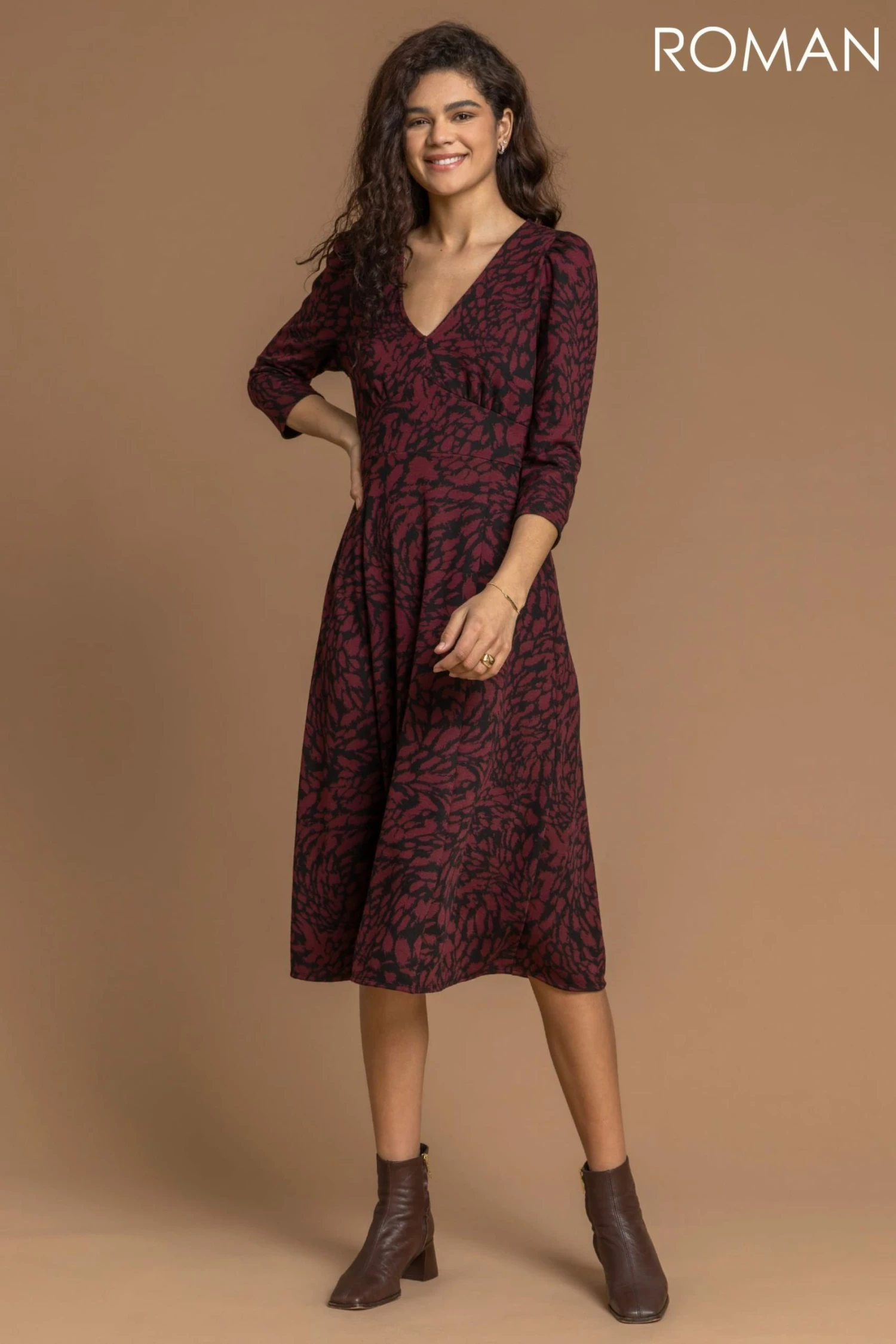 Roman Red Animal Print Jacquard Dress 5 Roman Red Animal Print Jacquard Dress - Image 3