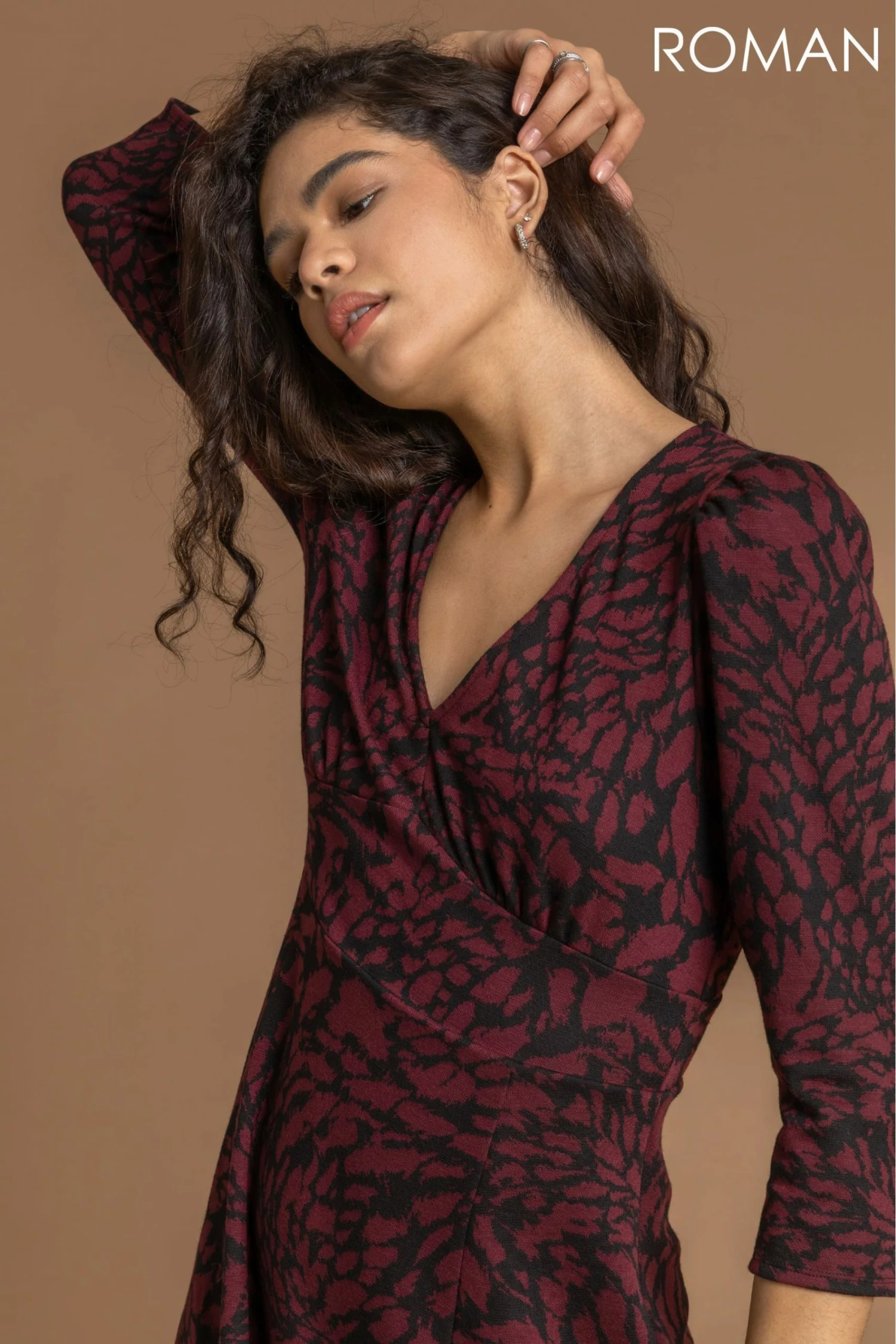 Roman Red Animal Print Jacquard Dress 6 Roman Red Animal Print Jacquard Dress - Image 4