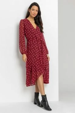 Roman Red Spot Print Belted Wrap Dress 11 Roman Red Spot Print Belted Wrap Dress -Roman Sales Shop unnamed file 3316