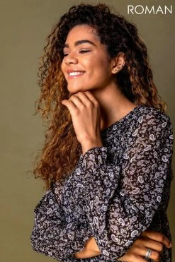 Roman Black Paisley Foil Print Tunic Dress 9 Roman Black Paisley Foil Print Tunic Dress -Roman Sales Shop unnamed file 3319