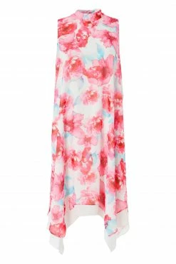 Roman Pink High Neck Floral Print Swing Dress -Roman Sales Shop unnamed file 3346